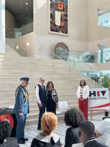 Ron Byers receiving the King Charles III Coronation Medal at Edmonton City Hall, June 2025